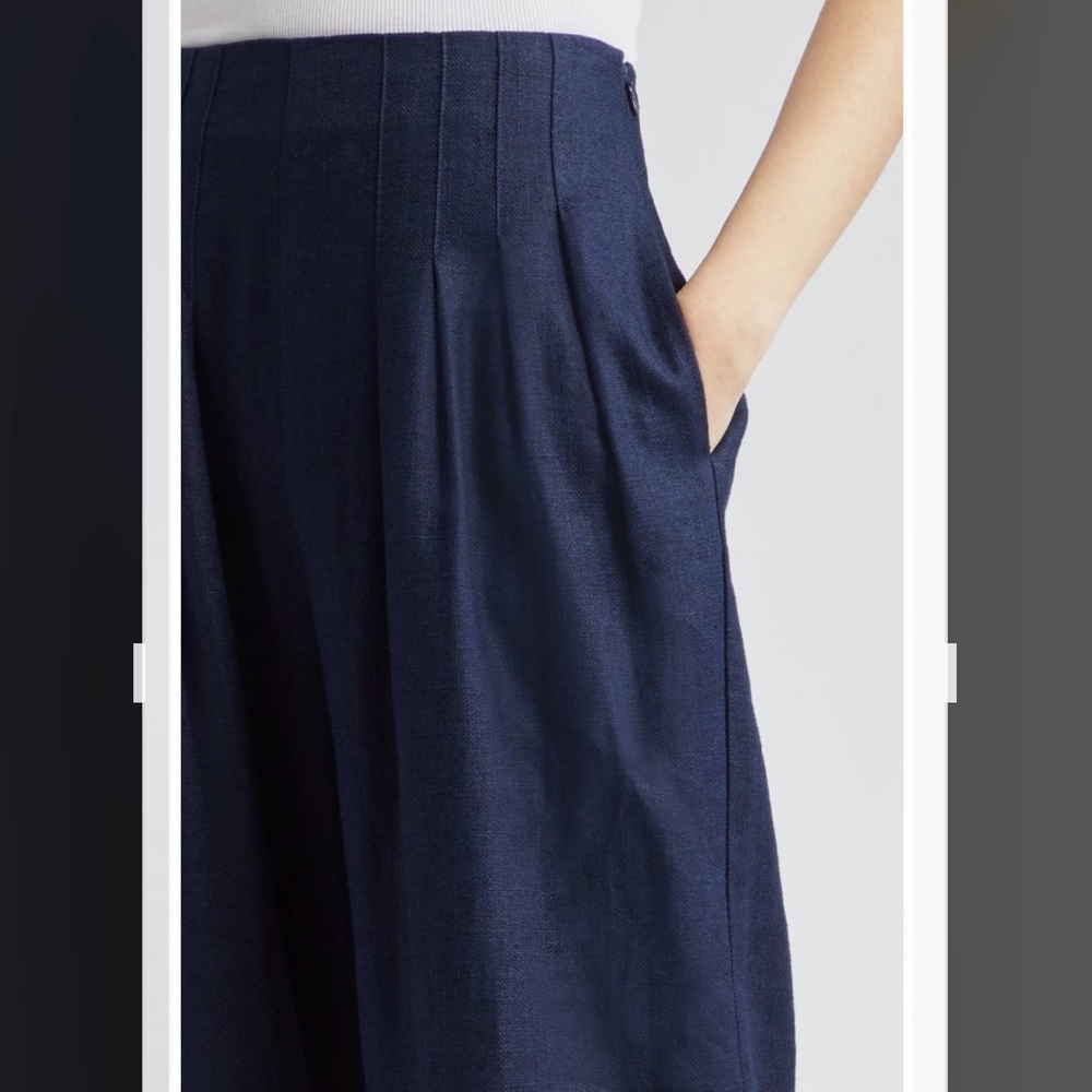 Ramy Brook Dalia Pleated Wide Leg Pants in Spring Navy Size 0 - Picture 4 of 11